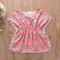 thumbnail image 4 of Gunia Kids Girls' Dresses Swimwear Cover Up Leopard Rainbow Tassel Beach Pompom Poncho Rash Guards Swimsuits Bikini Cover Ups Pink Cotton 4-5 Years Outwear, 4 of 9