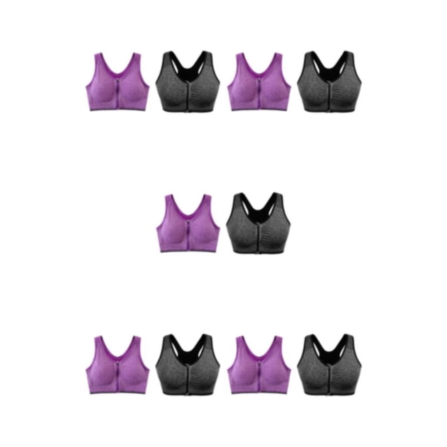 kurtrusly 2pieces Versatile Performance With Wide Application Sports Bra Seamless gray+purple M 5Set