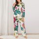 thumbnail image 2 of Balery Bird Butterfly Rose Conjunto de Pijama con Estampado para Mujer, Conjunto de Dos Piezas con Manga Larga, Ropa de Dormir Suave con Bolsillos, Pijamas Cómodos-Small, 2 of 7