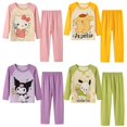 thumbnail image 2 of Sanrios Conjunto de pijama cómodo para niños y niñas Anime Hello Kittys Kuromi Cinnamoroll lindo cuello redondo pantalones de manga larga ropa de descanso, 2 of 5