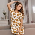 thumbnail image 3 of Rocae Yellow Biscuit for Nightgowns for Women Sleep Shirts Short Sleeve Nightshirt Pullover Nightdress, 3 of 6