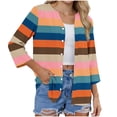 thumbnail image 6 of Edvintorg Women's Tops, Tees & Blouses Color Block Printed 3/4 Sleeve Top V Neck Dressy Casual Summer Shirt Loose Business Clothes Orange XXL, 6 of 6