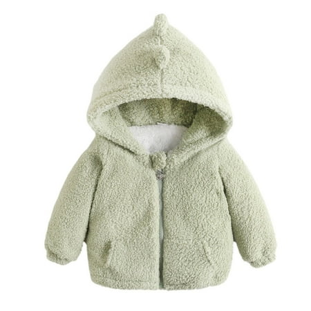 

PEZHADA Newborn Infant Baby Boys Girls Dinosaur Hooded Pullover Tops Warm Clothes Coat Green