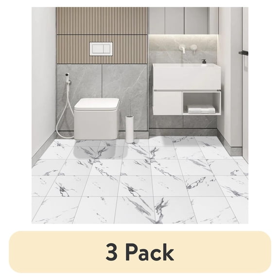 (3 pack) Abyssaly 12" x 12" (10PCS)Vinyl Marble Flooring Peel and Stick Floor tiles Waterproof Durable Removable Flooring Tiles for Transfer Bathroom