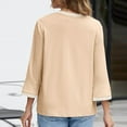 thumbnail image 3 of Xixinqiwan Women Tops,Womens 3/4 Sleeve T Shirts Round Neck Solid Shirts Cute Fit Summer Casual Basic Tee Tops Beige L, 3 of 5