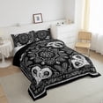 thumbnail image 3 of Homewish Vintage Damask Floral Bedding Comforter Set,Boho Style Twin Comforter Sets,White Black Bedding Set For Adults,Breathable Bedroom Decorative Reversible,2 Pieces, 3 of 8
