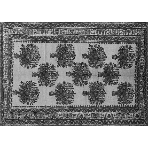 Ahgly Company Indoor Rectangle Oriental Gray Industrial Area Rugs, 7' x 10'