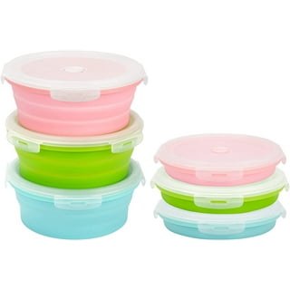 Zhehao Set of 8 Silicone Food Storage Containers Collapsible Storage  Containers Collapsible Bowls with Lids Reusable Foldable Bento Lunch Box  for Meal