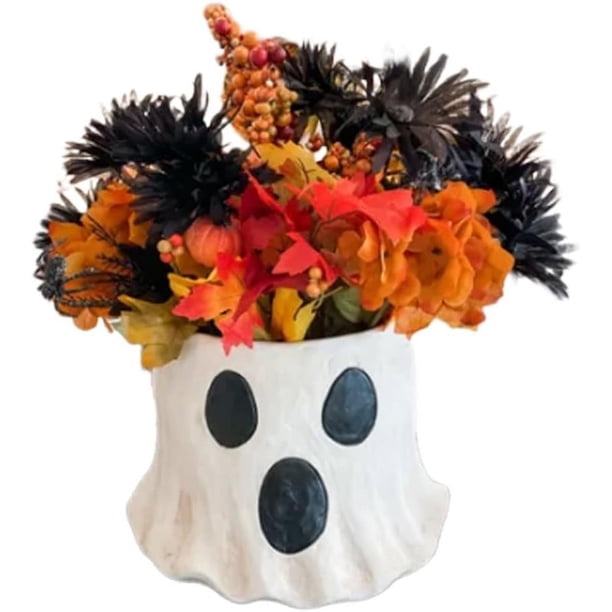 Cubos de golosinas de Halloween, cubos de papel maché para pedir dulces o trucos de Halloween, cubos de fantasmas espeluznantes más lindos, jardinera fantasma, tazón de dulces fantasma, para decoració