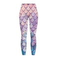 thumbnail image 5 of Renewold Mermaid Scales Bubble Pink Womens Yoga Leggings with Pockets Workout Leggings Ankle Pants Full Length High Waisted Slim Running Pants Non See-Through Printed Tights, XXL, 5 of 8