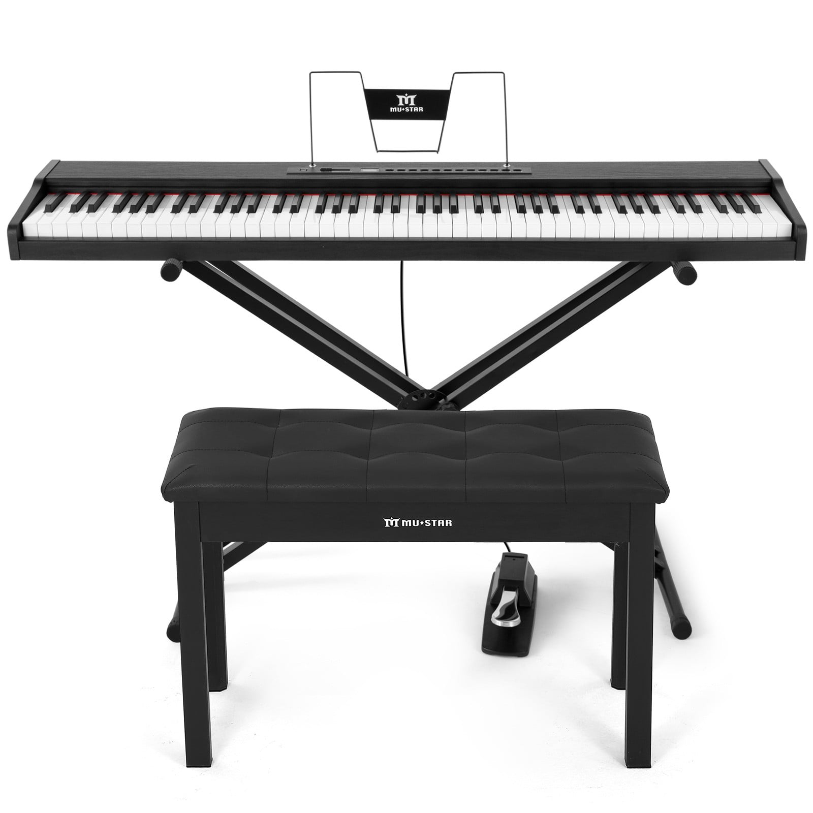 MUSTAR 88 Keys Electric Digital Piano Semi Weighted Keyboard w/USB MIDI,Bluetooth,Pedal,Bench(Black)