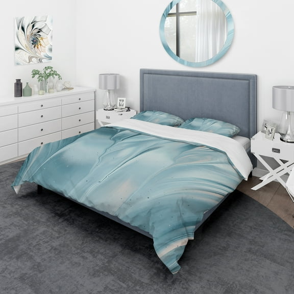 Designart 'Blue Modern Water III' Geometric Duvet Cover Set