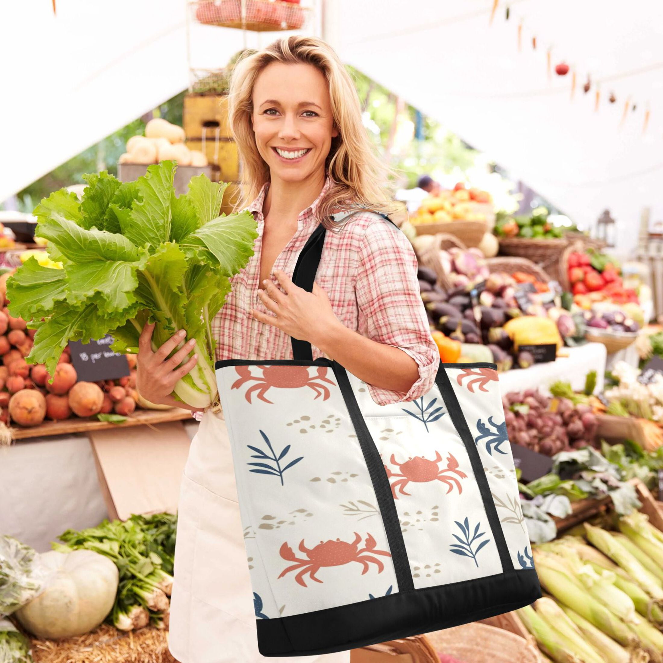 Large Hand-held Ice Pack Picnic Bag Insulation and Refrigeration Suitable for Shopping Picnics and Camping Yellow Crab