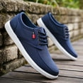 thumbnail image 3 of zuwimk Men's Fashion Sneakers,Men's Pure Casual Low Top Lace Up Skate Shoe Sneaker Blue, 3 of 5