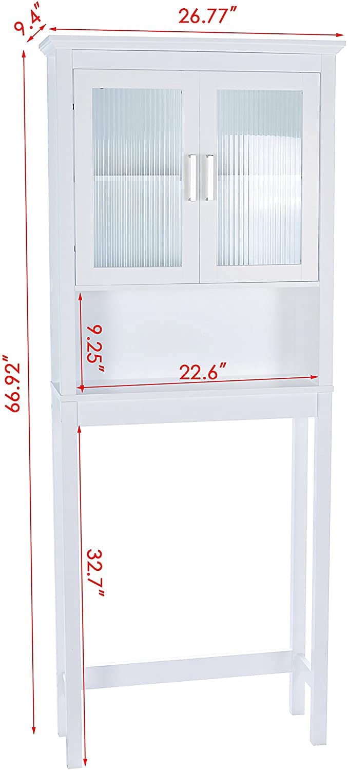 STAROUS Freestanding Bathroom Organizer with Tempered Glass - White