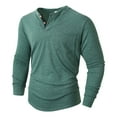 thumbnail image 3 of hlysgo Mens Long Sleeve Henley Shirts Casual Solid Color Basic Tees Classic Pullover Tops with Pockets Men'e Fall Winter Going Out Clothes Green XXL, 3 of 6