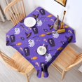 thumbnail image 2 of Halloween Square Tablecloth 42x42in(107x107cm) – Waterproof Polyester Printed Table Cover, Wrinkle Resistant & Washable for Kitchen Dining Picnic Party Decor, Pattern-V5-11, White, 2 of 6