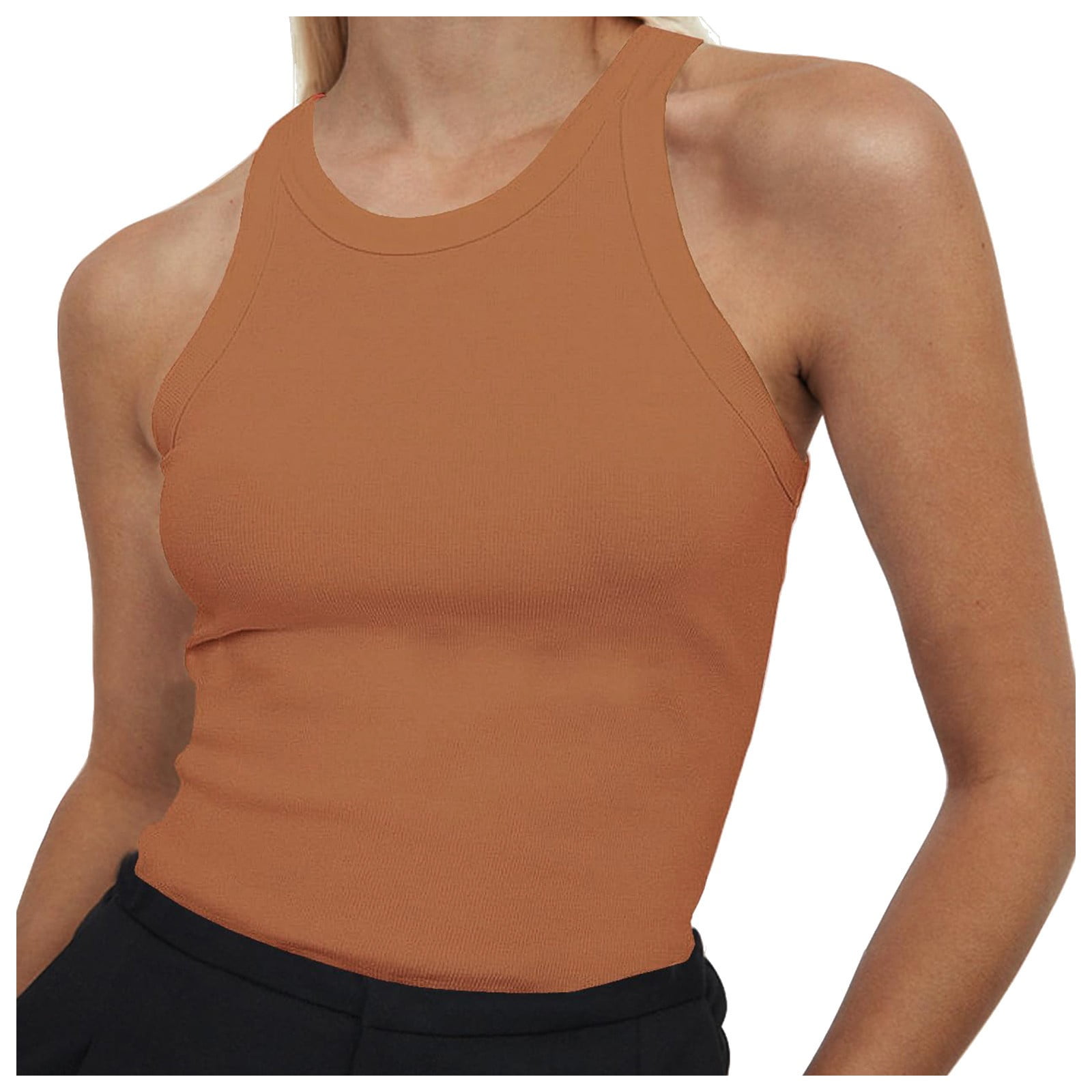 HAJGJP Sports Tank Top Women Sleeveless Full Length Ribbed Fitted