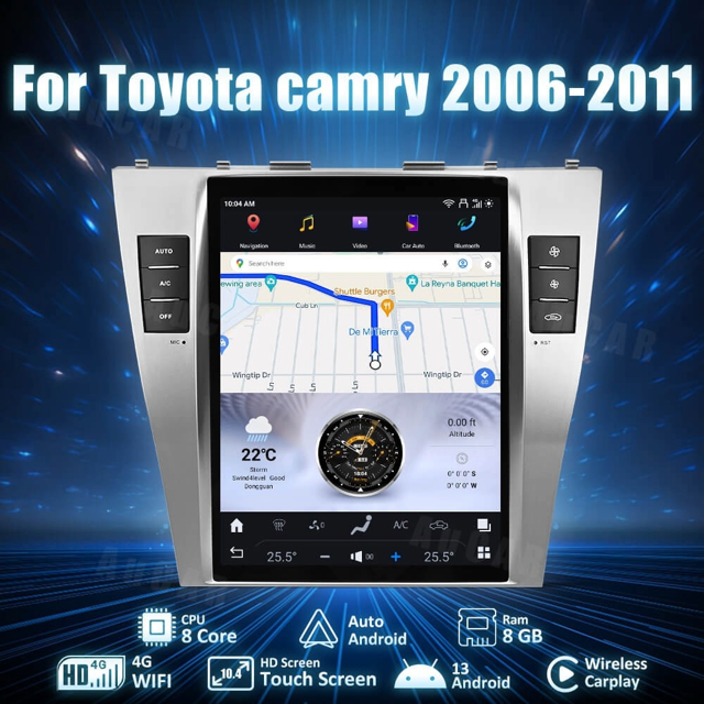 Smart Head Unit pour Toyota Camry 2006-2011 Écran 10.4 Pouces Android 13