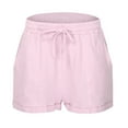 thumbnail image 6 of vigerkar Womens Cotton Linen Casual Summer Elastic Waist Comfy Shorts with Pocket Light Pink, L, 6 of 9