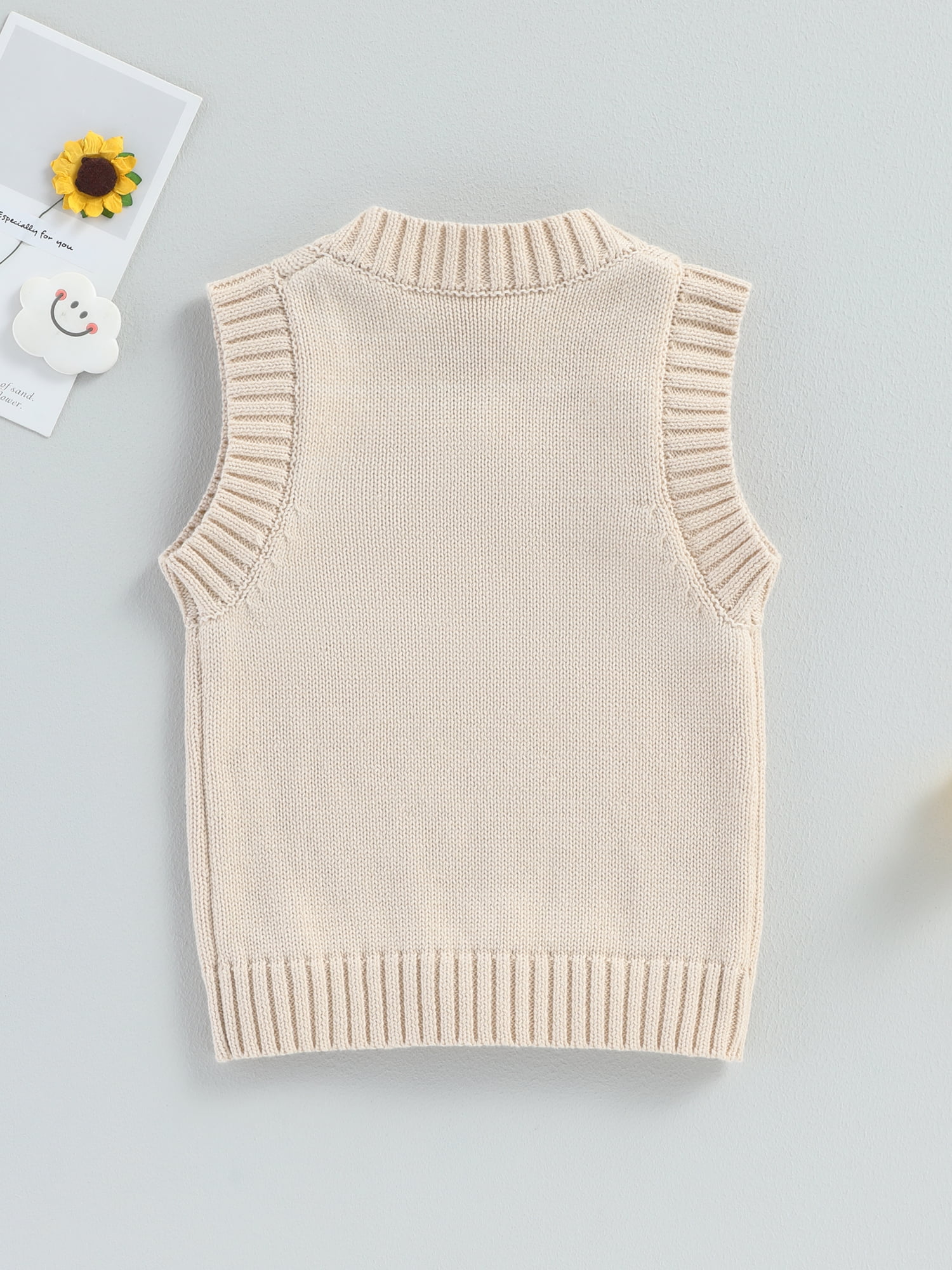 nvzhuang Kids Sweater Vest, Sleeveless V-neck Solid Knit