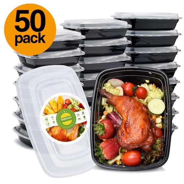 Metronic Meal Prep Containers, Disposable Plastic Bowls, Food