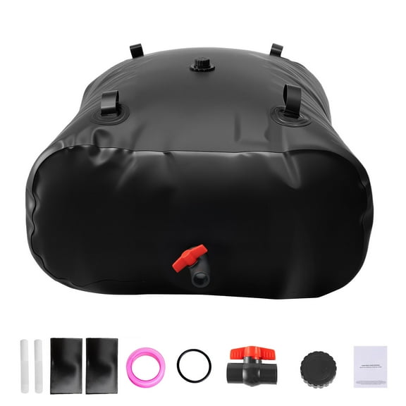 KFFKFF Collapsible 87 Gallon/330L Water Storage Container, Durable 1000D PVC Portable Tank for Garden Irrigation, Camping, and Emergency Use (Black)