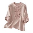 thumbnail image 2 of Kelon Short Sleeve Womens Linen Cotton Tops Vacation Casual Outfits Blouses Dressy Casual Summer Outfits 2026, 2 of 5
