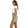 thumbnail image 5 of DORKASM Shorts for Women Bermuda Trendy Casual Summer High Waisted Wide Leg Shorts Ribbed Elastic Waist Comfy Beach Linen Shorts with Pockets Light Green 2XL, 5 of 6