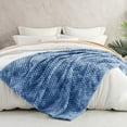 thumbnail image 6 of Exclusivo Mezcla Large Soft Fleece Throw Blanket, 50"x70" Stylish Jacquard Throw Blanket for Couch, Cozy, Warm, Lightweight Tie-dye Stone Blue Blanket, 6 of 10
