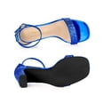 thumbnail image 4 of BLISSFUL STEP Women's Shoes Glitter Ankle Strap Block Heel Prom Sandals Royal Blue 6, 4 of 7