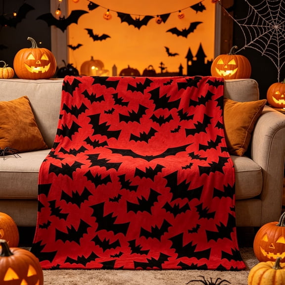 Nkmbld Halloween Fleece Throw Blanket, Cozy Microfiber Holiday Blanket for Chair Sofa Bed Camping, Fuzzy Fluffy Soft Nap Blanket Gifts for Women