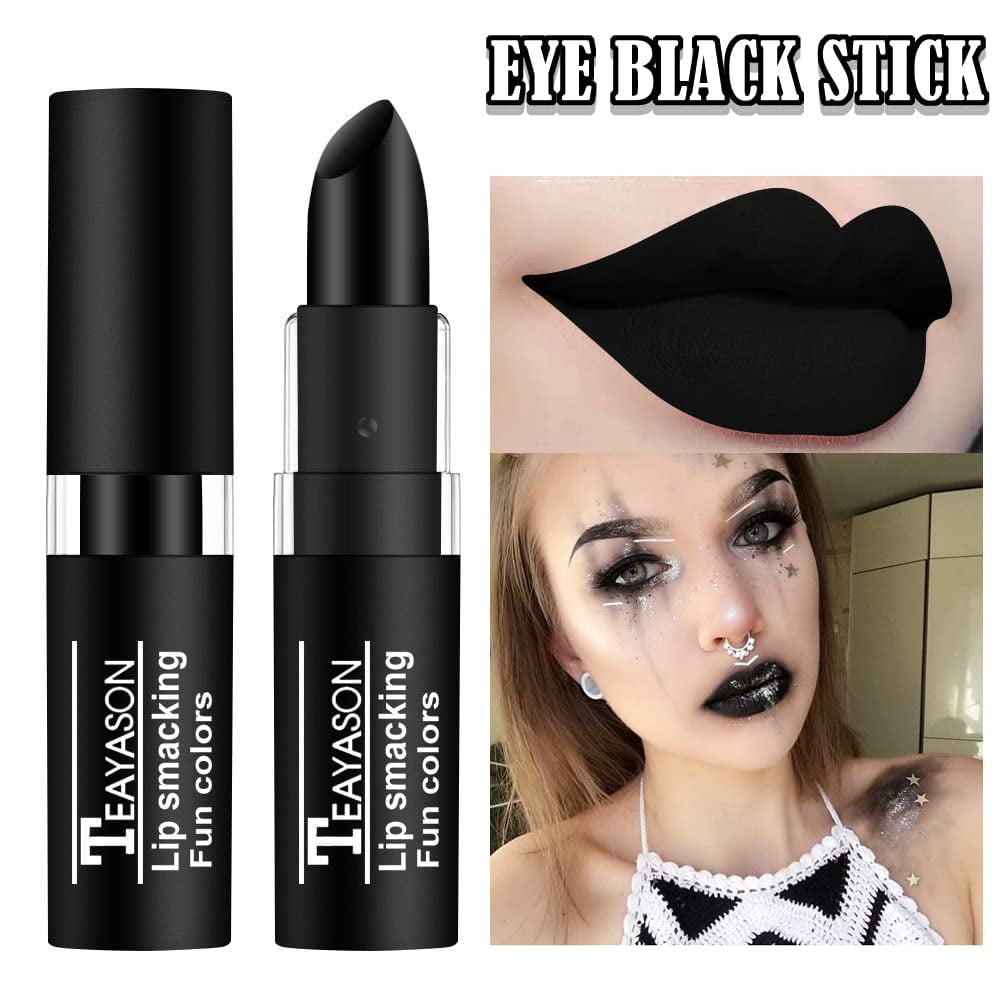 1PCS Eye Black Lipstick Stick, Professional Black Face Paint Lipstick for  Halloween Party