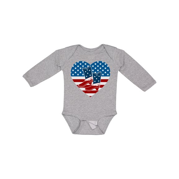 Inktastic USA Cowboy Boots Patriotic Boys or Girls Long Sleeve Baby Bodysuit