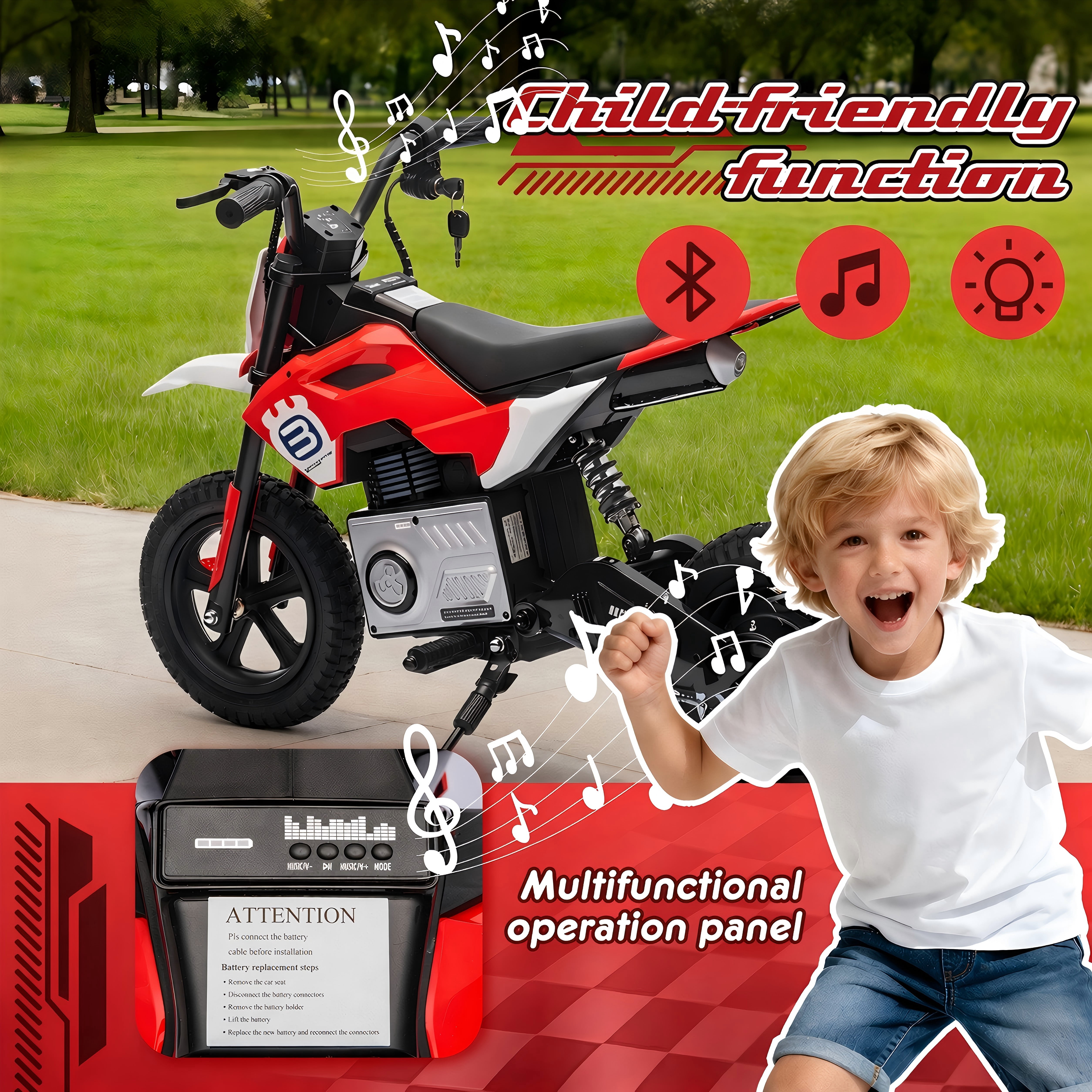 24V Electric Dirt Bike for Kids 5-12, SHINPT Ride On Toys for Kids 5-12, Toddler Motorcycle with 200W Motor, Speeds 3.11-9.32MPH, Electric Toy Motorcycle with Rear Shock Absorber, LED Lamp, Music