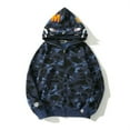 thumbnail image 1 of QJUHUNG Chandail à Capuchon en Coton BAPE Shark Street Camouflage Veste à Double Capuchon CAMO Noir, 1 of 6