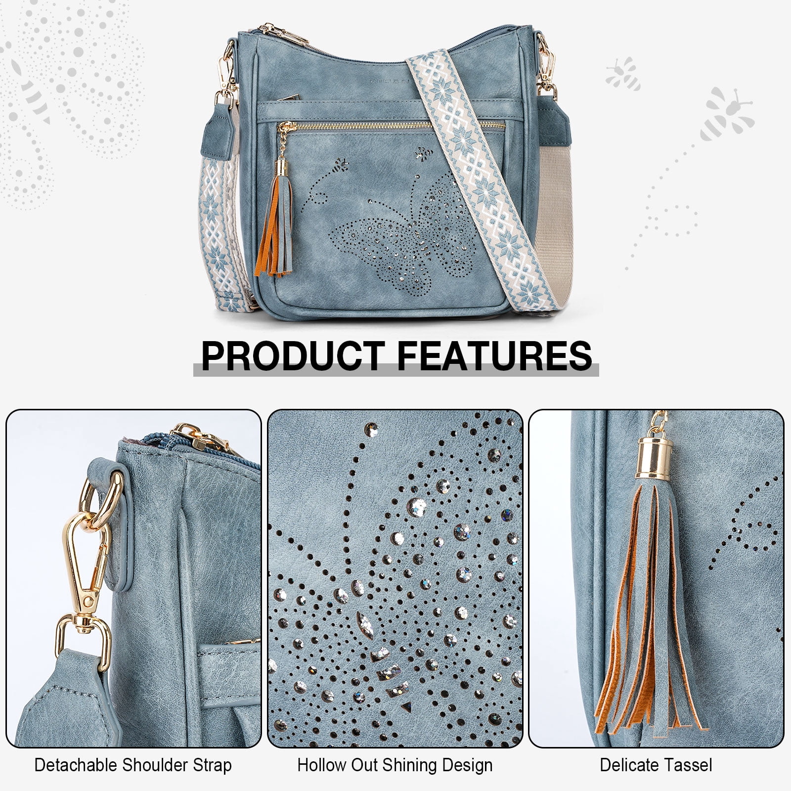 [Mother’s Day Gift Present] APHISON Ladies Crossbody Bags Lightweight Shoulder Bags, Crossbody Purse With Adjustable Strap For Daily Life