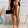 thumbnail image 2 of Women's Sexy Mid Waist Leather Leggings Stretch Leather Pleather Pants, 2 of 2