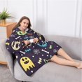 thumbnail image 5 of Oversized Wearable Blanket Hoodie,Halloween Colorful Spooky Elements Sherpa Blanket Hoodie with Super Pockets,Super Warm Fuzzy Pullover for Women & Men, 5 of 6