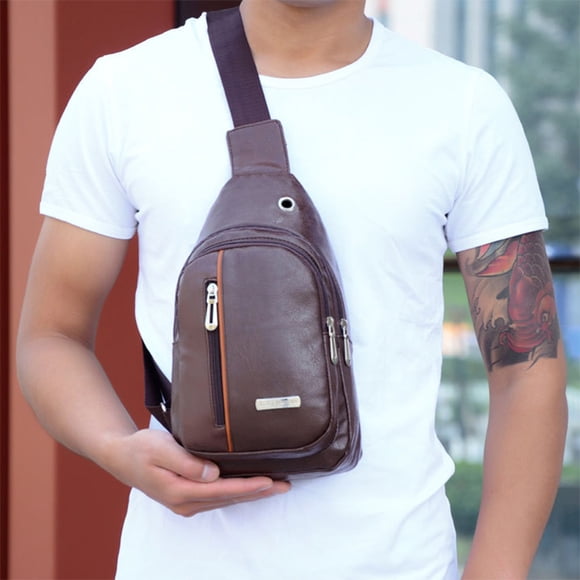 Mochila bandolera para hombre y mujer, con orificio para auriculares, 30 x 17 x 5 cm, ligera, de poliuretano, resistente al agua y compacta, ideal para senderismo, camping y viajes al aire