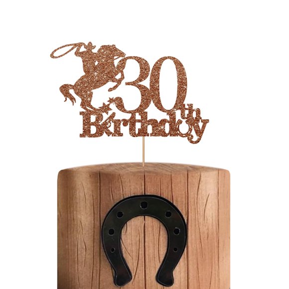 Cake Topper PINKAAJ, tema de carreras de caballos para 30 cumpleaños de Cowboy