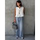 thumbnail image 4 of Conjunto de falda con cordones para mujer, traje elegante sin mangas, cuello redondo, volantes, cintura alta, línea A, verano, 2024, 4 of 5