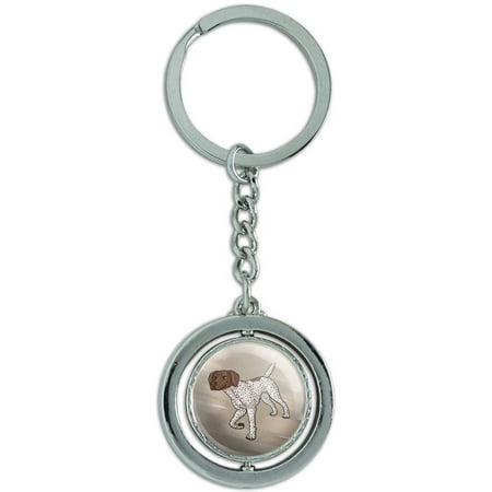 German Shorthaired Pointer Dog Spinning Round Metal Key Chain Keychain