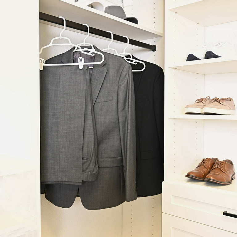 Mainstays Clothing Hangers, 3 Pack, White, Durable Plastic, Swivel Neck,  Pant & Skirt Clips