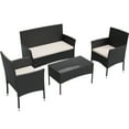 thumbnail image 4 of Lacoo 4 Pieces Patio Furniture Set Outdoor Conversation Wicker Rattan Chairs Seating with Cushion and Glass Table Weather-Resistant for Garden Backyard Porch, Beige, 4 of 8