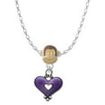 thumbnail image 1 of Delight Jewelry Silvertone Hot Purple Enamel Heart with Cutout Mia Monkey Charm Necklace, 1 of 4