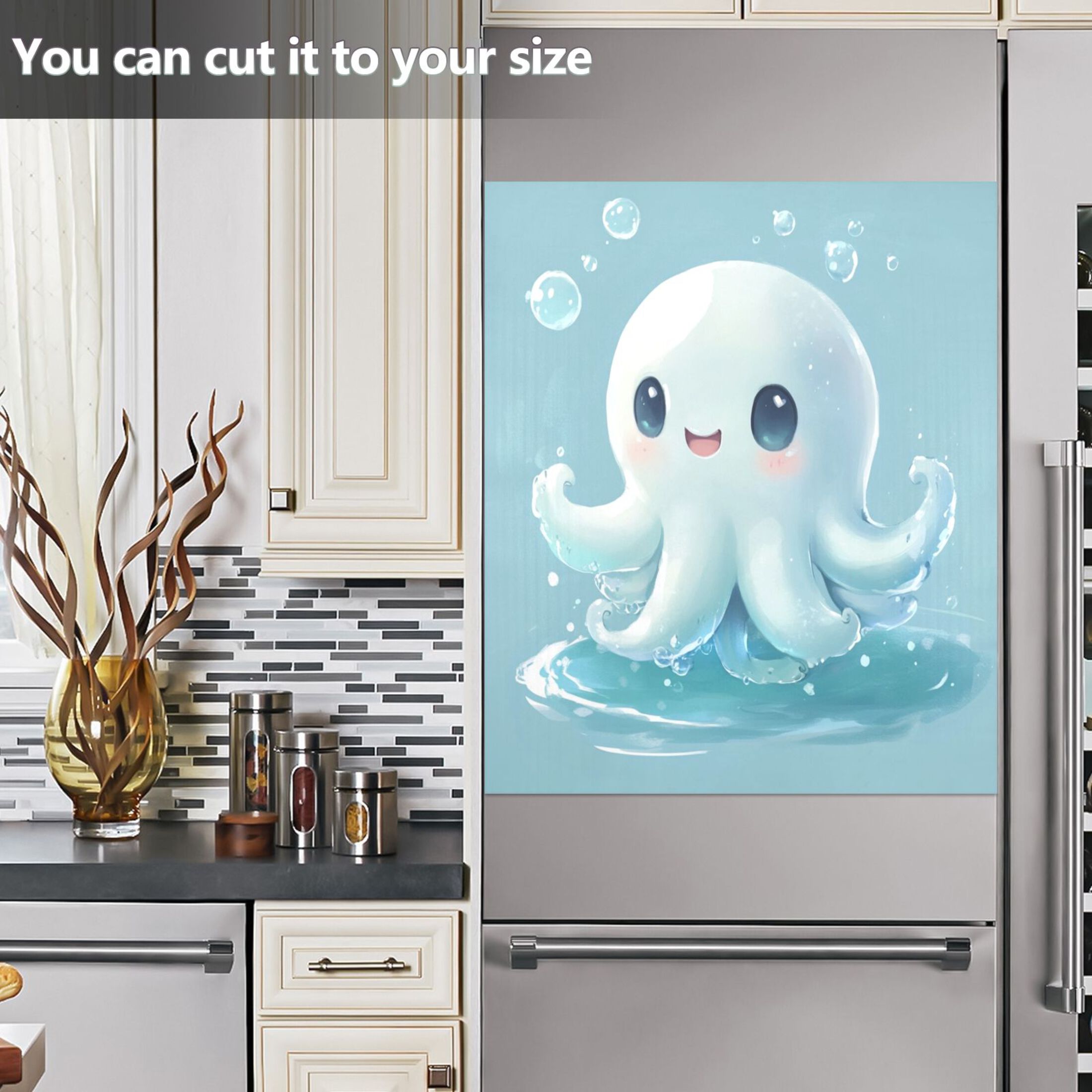 Dishwasher Magnetic Sticker 23x26 Inch Refrigerator Magnetic Sticker Washing Machine Magnetic Sticker Kitchen Panel Magnetic Sticker Home Decor Cartoon Blue Jellyfish