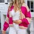 thumbnail image 4 of Tawop Women Cardigans Casual Autumn Loose Striped Printed Long Sleeve Cardigan Large Size Sweater Top Hot Pink M, 4 of 9