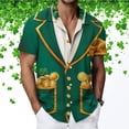 thumbnail image 5 of Men's St. Patrick's T Shirt Short Sleeve Lapel Button Down Printed Shirts Tops Green 4 XXL, 5 of 6