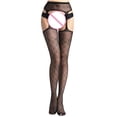 thumbnail image 4 of Qertyioot Collants de Mode Leggings Solides Pantalons Jacquard Ajourés Collants Résille, 4 of 5